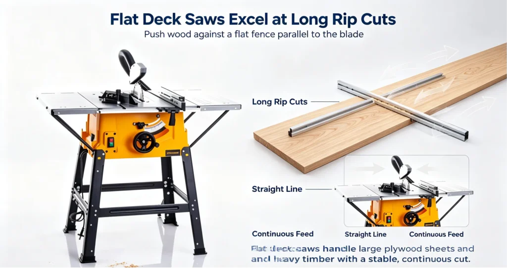 Flat Deck Saws Excel at Long Rip Cuts